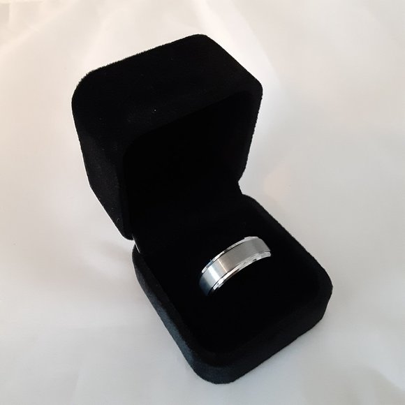 Two Tone Tungsten Carbide Men's Wedding Band, Size; 10.5, Engraved; I Love You - Picture 2 of 15